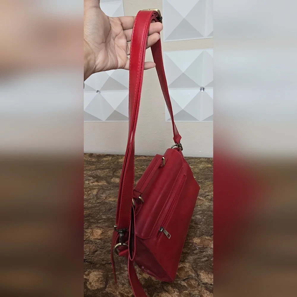 Walsa Red Bow Crossbody Satchel Bag Floral Cutout Top Handle Purse